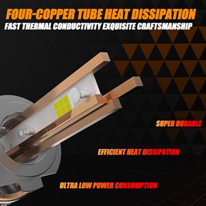 Faro LED de Alta Potencia 300W T9 con Cuatro Tubos de Cobre, Impermeable, H4 <span class=keywords><strong>H1</strong></span> H7 H11 880 9005 9006 9012 6000K para Autos - Product Image 6