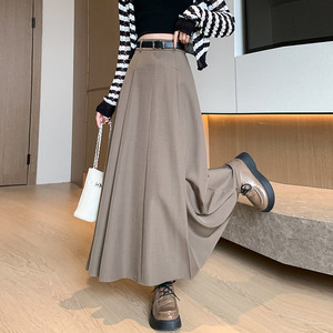 Nouvelle <span class=keywords><strong>jupe</strong></span> mi-longue d'automne et d'<span class=keywords><strong>hiver</strong></span> avec plis, taille haute, minceur et robe mi-longue sophistiquée <span class=keywords><strong>pour</strong></span> femme - Product Image 5