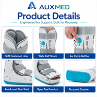 Botte de marche médicale à compression d'air avec coque rigide, sangles réglables, bout ouvert et semelle antidérapante pour la récupération