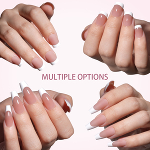 30 Piezas/Caja de <span class=keywords><strong>Uñas</strong></span> de Gel Postizas Autoadhesivas de Fábrica Estilo Francés, Puntas Cuadradas Tipo Ataúd de Cobertura Completa en Acrílico de Diseño - Product Image 3
