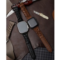 Forwelleny 2025 Nouveau Bracelet en Cuir Fait Main pour Homme, Bracelet Tressé pour Femme pour Apple Watch Series 11 10 S12 4S12mm 46mm Accessoires