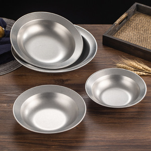 Cuencos de <span class=keywords><strong>Ramen</strong></span> de acero inoxidable 304 gris nieve, plato de fideos fríos de fruta gruesa, utensilios de estilo Retro para platos de ensalada de cocina - Product Image 1