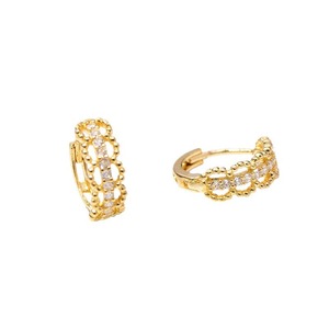 Orecchini a Cerchio Eleganti con Perline da Donna, Orecchini a Cerchio Piccoli con Pietre Scintillanti Vuote, Gioielli alla Moda per Uso Quotidiano, Vendita all'Ingrosso - Product Image 5