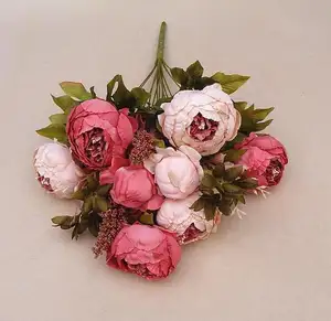 GIGA 13 rami stelo di peonia artificiale di alta qualità ortensia artificiale testa di fiore di peonia bouquet da 12 cm