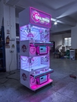 Machine à griffes double étage à deux cabines, LED rose, à monnayeur, pour attraper les poupées, jeu d'arcade à prix pour parcs d'attractions et centres commerciaux
