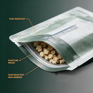 Bolsa con Cierre Zip de Aluminio Personalizada OEM de Bajo MOQ, Grado Alimenticio, para Comida de Camping, Alimentos Liofilizados, Senderismo y Mochilismo - Product Image 4