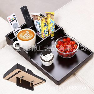 Plateau de canapé en bois créatif, en bois massif, multifonctionnel, avec boîte de rangement pour le salon, pour servir des collations - Product Image 2