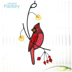 Kardinal Vogel Glasmalerei Sun catcher Geschenke für Weihnachts schmuck handgemachte Wohnkultur Anhänger hängen dekorative Objekte - Product Image 1