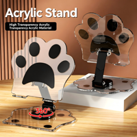 Support de téléphone en acrylique transparent en forme de patte de chat, support pliable pour tablette, rotation à 360 degrés, support en acrylique pour une placement sécurisé de l'appareil