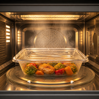 Boîte alimentaire rectangulaire moderne en PP transparent de qualité alimentaire, moulée par injection, avec couvercle, micro-ondable, sans BPA, jetable, avec logo personnalisé, 500 ml