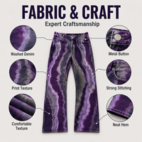 Pantalon en jean pour homme IKDEER, coupe évasée, imprimé abstrait sur toute la surface, style Y2K, fabrication OEM ODM
