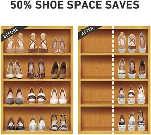 20 paia di scarpiera bianca Organizer 4 livelli regolabili spessing doppio strato porta scarpe 50% salvaspazio 4 slot scarpe - Product Image 2