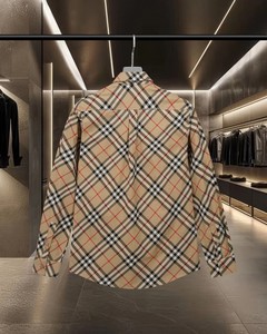 Chemise d'affaires pour homme de qualité supérieure, style vintage décontracté, motif à carreaux, style rétro, couleur kaki, Bur berry - Product Image 2