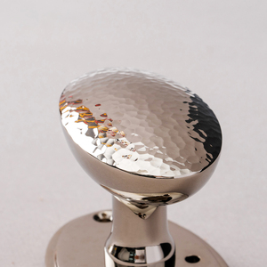Unique Hammered Texture Oval <strong>Door</strong> <strong>Knob</strong> with Rose - Custom Style Decorative Handle with Premium <strong>Silver</strong> Finish - Product Image 3