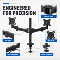 Nouveau support double moniteur robuste réglable 32 pouces, hauteur entièrement réglable, inclinaison, rotation, rotation à 90 degrés, en acier allié