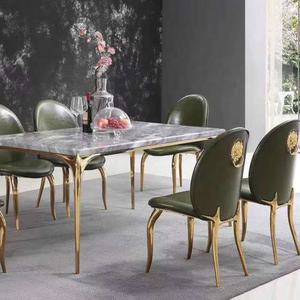 Kursi Makan Mewah Modern dengan Desain Baru Berlapis Tembaga Murni Biru Langit Gaya Kontemporer untuk Ruang Tamu Rumah Villa - Product Image 5