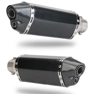 2024 General purpose double-hole new modified exhaust muffler carbon fiber motorcycle exhaust system