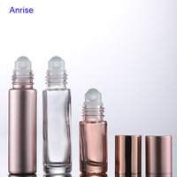 Nouvelles Conceptions 5ml 10ml Or Rose Mat Bouchon De Parfum Bouteille D'huile Essentielle Rose Verre Bouteilles de Rouleau