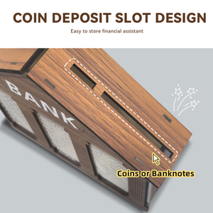 Tirelire en <span class=keywords><strong>bois</strong></span> pour défi d'épargne, modèle maison, avec stylo effaçable et suivi réutilisable, planificateur de budget, pot à argent pour la maison et le bureau - Product Image 5