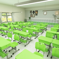 Meubles scolaires modernes en plastique écologique et durable, ensemble bureau et chaise pour étudiants, tiroir, hauteur réglable, certifié ISO