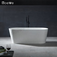 Baignoire autoportante en résine composite de pierre, aspect marbre artificiel mat, 160 cm, pour hôtels