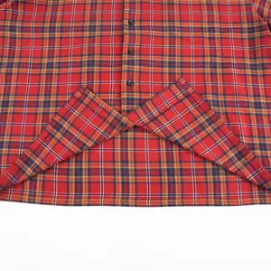 Casual Heavy Cotton Oversized Shirt Tee Custom Design Double Layer Long Sleeve Plaid Shirt For Man