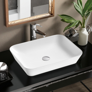 Lavabo de Cerámica Blanco Moderno para Baño, de un Solo Orificio, para Montar en Encimera, Modelo Gunies 1469, 3 Años de Garantía - Product Image 4