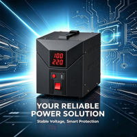 Stabilisateur de tension monophasé AC 220V/110V, régulateur automatique, affichage LED, construction en aluminium, résistant à la chaleur et à l'humidité