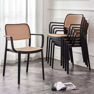Hot Sale Furniture Restaurant Durable Backrest PP Plastic Rattan Stackable Dining <b>Chair</b> - Product Image 6
