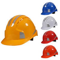 Casque de sécurité ABS personnalisé OEM avec bande réfléchissante pour l'exploitation minière, vente en gros d'usine, casque de protection rigide de type V sans fente, 8 points de suspension
