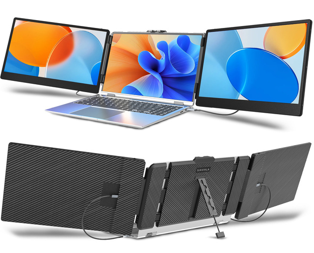 Portable Monitors S2 for Macbook Triple Monitor Display 14 Inch LCD Portable Triple Screen Extension for Laptop Extender