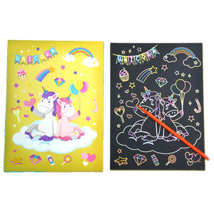 Kinder DIY kreative Farbe Kratzer Malerei benutzer definierte Zeichnung Regenbogen Magie Graffiti Kratz papier Kunst Set für Kinder - Product Image 2