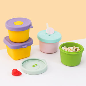 Boîte de préparation de repas réutilisable pour enfants, fonction chauffante, 150 ml, conteneur à collation en silicone rond et carré - Product Image 4