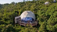 Tentes de glamping en forme de dôme géodésique préfabriquées, imperméables, écologiques, pour hôtel, à vivre