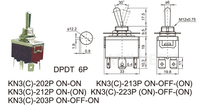 Interrupteur à bascule DPDT 6 broches ON-ON ON-OFF-ON Momentary ON-OFF-(ON) avec filetage métallique M12x0.75, mini-interrupteur à bascule pour le contrôle d'équipements
