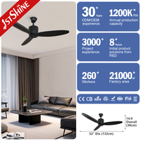 Ventilateur intelligent 1stshine 52 pouces avec commande Wi-Fi et vocale, pales en bois massif, moteur DC, excellent pour la décoration intérieure
