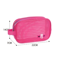 Nouveau sac de voyage pour les vacances - Trousse de maquillage Grande capacité Tissu en filet Sac de plage Motif de dessin animé Impression en relief Forme carrée