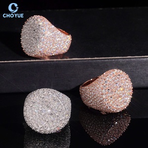 3 Colors Iced Out Moissanite <b>Cocktail</b> <b>Ring</b> 18K <b>Gold</b> Plated Pave Setting Round Brilliant Cut Women's Party Jewelry GRA <b>Ring</b> - Product Image 2