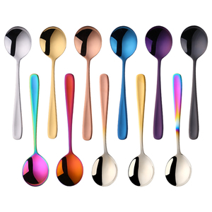 <span class=keywords><strong>Cuillère</strong></span> à soupe en acier inoxydable ronde <span class=keywords><strong>magique</strong></span> pour dessert les céréales Cuillères à glace avec logo personnalisé - Product Image 1