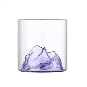 New Design Mountain Shape High Borosilicate Transparent Drinking Glass Whisky Cup Water Tea Cups