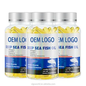 Natural 1100mg Omega 3 Fish Oil Softgels Capsules With EPA + DHA Support Brain Joints & Skin Health