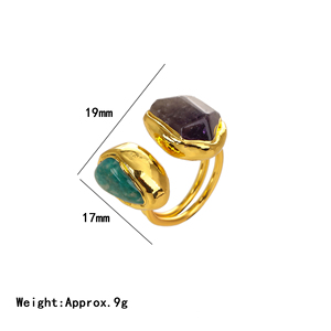 High Quality 18K Gold Plated Amazonite and Amethyst <strong>Rings</strong> <strong>Resizable</strong> for Anniversaries Wedding Bands - Product Image 6