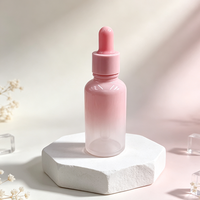 Flacon compte-gouttes en verre rose dégradé pour huiles essentielles, 5 ml, 10 ml, 15 ml, 20 ml, 30 ml, 1 oz, 50 ml, 2 oz, 100 ml, avec bouchon rose