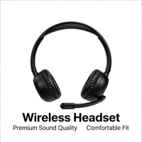 Casque sans fil supra-auriculaire, écouteurs BT 5.5, microphone intégré, charge Type-C, 10h d'autonomie pour le bureau, le centre d'appels et l'usage quotidien