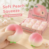 Jouet Squishy Pêche en Forme de Fruit, Boule de Maltose en Pâte, Jouet Anti-Stress à Presser en TPR, Boîte de Présentation de 12 Pièces, Logo Personnalisé, Vente en Gros, OEM, ODM