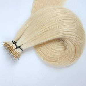 Extensions de cheveux humains doublement étirés à micro-anneaux, vente en gros, extensions de cheveux russes à anneaux nano, cuticules alignées, cheveux Remy de qualité supérieure - Product Image 4