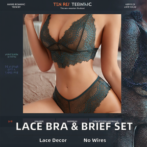 Europe America Style Women's Lace <b>Bra</b> Set Adjustable Straps Padded Floral Pattern Briefs Wire Free Support Sexy Bikini <b>Cup</b> - Product Image 2