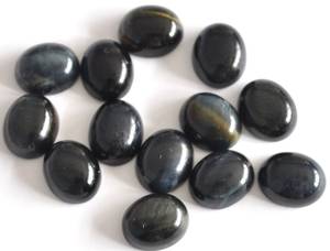 Lot de cabochons ovales en œil de tigre noir 8x10mm, pierres précieuses en vrac, fournitures pour bijoux artisanaux, pierres polies pour sertissage clos - Product Image 5