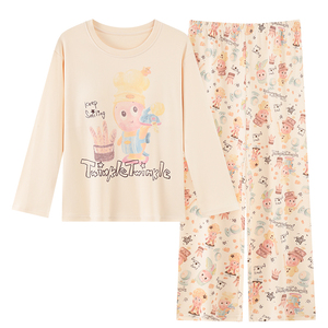 Pyjamas femmes automne tricoté coton ceinture poitrine Pad décontracté à manches longues pantalon pyjamas <span class=keywords><strong>fille</strong></span> maison vêtements costume - Product Image 5