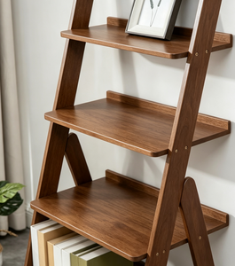 Étagère murale moderne en bambou à 5 niveaux, étagère de rangement inclinable, étagère de présentation pour salon - Product Image 5